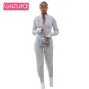 Guzuilai Outono e Inverno Nova Moda Feminina Colares Stand-up Sexy Tight-Fitting High-Cintura Esportiva Esportes 201199