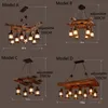 Retro Industrial Chandelier Lights Solid Wood American Rural Loft Restaurant Wooden Chandelier Lighting Lamps Vintage Pendant Light