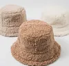 Vinter hink hatt lamm faux päls tjejer varma hattar förtjockad plysch fiskare hatt panama casual caps barn gåva 8 färger dw6187