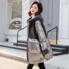 Zqlz Winter Jacket Women Women Casual Wooded Down Cotton Long Parka Mujer Lose Glossy Whare Warm Womens Coat 201027