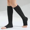 Aberto do dedo do pé cilindro Meias elásticas moldando meias apertadas zipper perna fina compressão meia quente homem mulheres 7 5fm o2