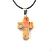 Wholesale Natural Stone Pendant Necklace Simple Cross Shape Crystal Agat Tiger Eyes Stone Necklace Good Quality Necklace Jewelry G220310