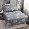 Bonenjoy 1 pc 100% coton drap de lit taille unique enfants linge de lit pur coton gris coeur imprimé double feuille supérieure étoiles roi draps 201113