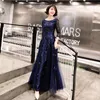 Long Gown for Women Party O-Neck Golvlängd Prom Dress A-Line Sequin Dresses Woman Party Night