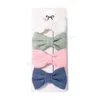 4 Teile/satz Solide Cord Bowknot Mit Clips Für Nette Mädchen Haar Clip Headwear Neue Handgemachte Barrettes Geschenke Kinder Haar Zubehör