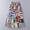 ヨーロッパとアメリカの婦人服新しい2021春プリーツスカートレトロなプリントパッチワークパターン