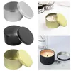 12Pcs Round Metal Tin Box Candle Tin Black Gold Silver Jar Storage Empty Pot Plain Screw Top Cans Cream Cosmetic Container H1222
