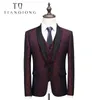 TIAN QIONG Marque Hommes Smoking Costume rouge S-5XL Col Châle 3 Pièces Robe Costume Slim Fit Marié Costumes De Mariage pour Hommes Formelle QT520 201105