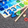 Montessori خشبية ألعاب تعليمية الأطفال مشغول مجلس الرياضيات الصيد أطفال خشبي مونتيسوري اللعب عد هندسة LJ200907