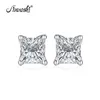 AINUOSHI Luxe 925 Sterling Silver Princess Cut 7x7mm CZ Boucles D'oreilles 1.6CT Argent Stud Boucles D'oreilles Femmes De Noce Jewery Y200106