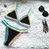 女性ニット水着のかぎ針編み水着ネオプレンビキニビーチウェアボーホンスタイル水着2枚のバススーツ2202281244976