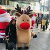 Cute Wearable Christmas Inflatable Reindeer Costume Cartoon Animal Mascot Dress Funny Walking Fat Blow Up Reindeer Suits For Xmas