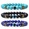 Evil Eye Natuursteen Beaded Strengen Armband Designer Sieraden Gouden Kroon Wit Turquoise Tijgerogen Hematiet Voor Mannen Vrouwen Liefhebbers Elastisch Touw Liefhebbers Armbanden