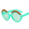 Occhiali da sole firmati arcobaleno per bambini Occhiali da sole in plastica piena Colori caramelle Design Occhiali con montatura rotonda Occhiali carini per ragazzi e ragazze all'ingrosso