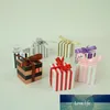 10st / påse gåva godisväska Julstrimmönster julklappspanna Papperspåse Kraft Candy Cookies Box Party Supplies