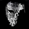 Skull Metal Mask Halloween Rhinestone Half Face Venetian Masquerade Men Women Skull Filigree Party Mask D Y200103