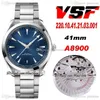 VSF Aqua Terra 150M Master CAL A8900 Automatic Mens Watch Blue Textured Dial Stainless Steel Bracelet New 220.10.41.21.03.001 Super Edition Watches Puretime 13A1