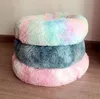 Kennels & Pens Long Plush Dog Bed Winter Warm Round Sleeping Beds Soild Color Soft Pet Dogs Cat Mat Cushion Drop1