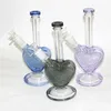 Narghilè a forma di cuore da 9 pollici rosa verde blu colore viola vetro bong dab piattaforme petrolifere tubi dell'acqua in vetro gorgogliatore con pezzo ciotola scorrevole 14mm