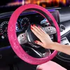 Luxo Cristal Roxo Vermelho Carro volante Capas Diamante Rhinestone Car Cobertor Acessórios de volante para mulheres