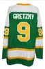 Пользовательские редкие Уэйн Гретцкий # 9 Брантфорд Надрофский ретро хоккей Джерси C патча зеленый черный или любое имя S-5XL