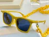 luxe- 0099SA lettre de mode tendance femmes et hommes lunettes de soleil lunettes UV-400 en plaque rectangulaire branches pleine monture avec chaîne et boîte