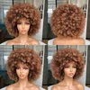 Hair Synthetic Wigs Cosplay Short Hair Afro Kinky Curly Wig with Bangs Women039s Cosplay Blonde Pink Synthetic Halloween Black 7180730