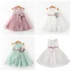 Jupe pour enfants coréens robe de fille jupes en dentelle d'épissage sans manches avec des vêtements de princesse de fleurs pour enfants