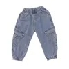 2-7t criança criança bebê roupas roupas moda solta calça jeans para meninos primavera jeans calça streetwear Calças infantil roupas infantis g1220