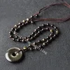 50PCS Amulet Lucky 30mm Myntformad Cirkel Donut Healing ädelsten Naturlig guld Sheen Obsidian Charm Magic och Protection Powers Halsband