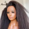 Parrucca frontale in pizzo 13x4 capelli brasiliani naturali pre pizzicata con capelli del bambino Kinky Straight 180 densità parrucche sintetiche per capelli donne nere N0XS