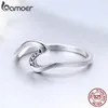 Authentic 100% 925 Sterling Silver Geometric Wave Finger Rings for Women Wedding Engagement Jewelry Gift S925 SCR378