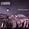 Liv-Esthete Noble 100% Silk Beauty Bedding Set Silky Healthy Purple Duvet Cover Flat Sheet Pillowcases Queen King Bed Linen Set 201114