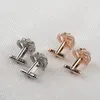 Crystal Gold crown cufflinks mens diamond cuff links button for Formal Business Shirt suit fashion jewelry