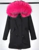 Märke Women Winter Jacket Lång avtagbar Foder Svart Parkas Stor Real Raccoon Fur Hooded Coat Outwear 201027