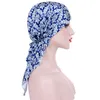 KepaHoo Neue Frauen Drucken Blume Schal Turban Kopf Wrap Caps Hijab Kopftuch Muslimischen Hut Turban Chemo Hut Beanie Bandanas lange Schwanz