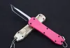 5 färger sida push mini keychain pocket kniv aluminium auto dubbel action kniv fiske självförsvar xmas gåva kniv a2075