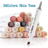 TOUCHTEN1224 Colors Marker Pens Blendable Skin Color Art s Brush for Manga Drawing Tone Y200709