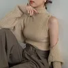 KOREJPAA Mulheres Suave Dois Pedaço Situado Sólido Gola Slim Slim Sweater Sweater + Manga Longa Knitwear Shawl Cardigan Terno 220302