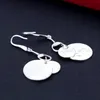 Dangle & Chandelier Personalized Simple Women's Sterling Silver Earrings 925 Round Medal Pendant Solid Jewelry Non-allergic1