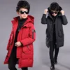 Crianças snowsuit inverno aquecer casacos para meninos roupas adolescentes vestuário crianças parkas longo casaco tamanho 10 12 14 16 ano 20116