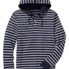 Sweat-shirt de sport décontracté pour hommes, manches longues, capuche, vieux coton rayé bleu marine