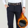 Pantalons pour hommes Pantalons d'hiver Plus Taille 28-44 Pantalon Droit Business Casual Classique Noir / Kaki Haute Qualité Hommes Robe Pantalon1