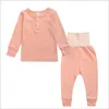 Children Pajamas Set 2021 Spring Autumn And Winter Cotton Kids Pajamas Belly Care Set Solid Color Home Underwear Boys Girls Homewear