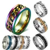 316L Titanium Staal Center Chain Gouden Spinner Ringen voor Mannen Wedding Band Wolfraam Vinger Ring Kalm Angst Duim Ring Maat 6.7.8.9.10.11.12