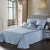 4Pcs Luxury Silver Satin Jacquard Cotton Bedspread Bedding Set Queen King size Bed cover Duvet Cover Bed set parure de lit T200706