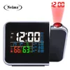 Gift Idea Colorful LED Digital Projection Alarm Clock Temperature Thermometer Humidity Hygrometer Desk Time Projector Calendar 201222