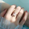 Minimalist Finger Ring Flower Index Pink Zircon Women's Japanese and Korean Creative Students' Ring Temperament Romantic Cherry Blossoms Opening