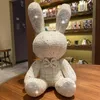 Mignon Diamant Incrusté Lapin En Peluche Jouets 38 cm Lapin DIY Poupée Ornement Cadeaux Créatifs Accompagner Noël Anniversaire Jouets Pour Enfants 220217