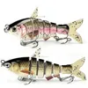 Gezamen nieuwe 6 secties Multi -aas Hard Body Soft Tail Trout Swimbait Siliconen Pike Artific Lure